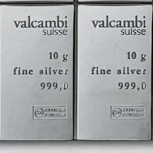 20 Grams (2*10 grams Bars) .999 Fine Silver Pure Bars Valcambi Suisse